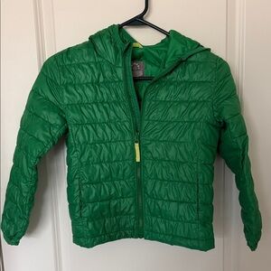 Primary Green Quilted Hooded Puffer Jacket